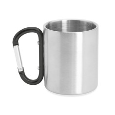 Taza metálica de doble pared con asa mosquetón ideal para transportar. Disponible en varios colores. Con capacidad 230 ml. 
Pr 2