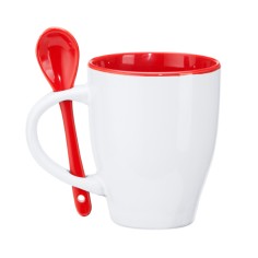 Taza de cerámica Interior y cuchara a color, a juego. 2