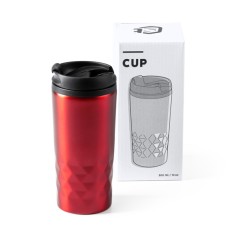Vaso de acero inoxidable de 310 ml con tapa. Con el diseño