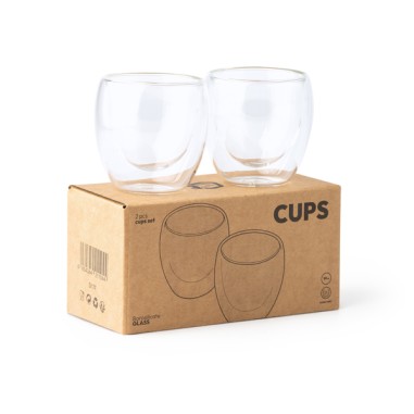 Set de 2 vasos de doble pared, realizados en cristal borosilicato